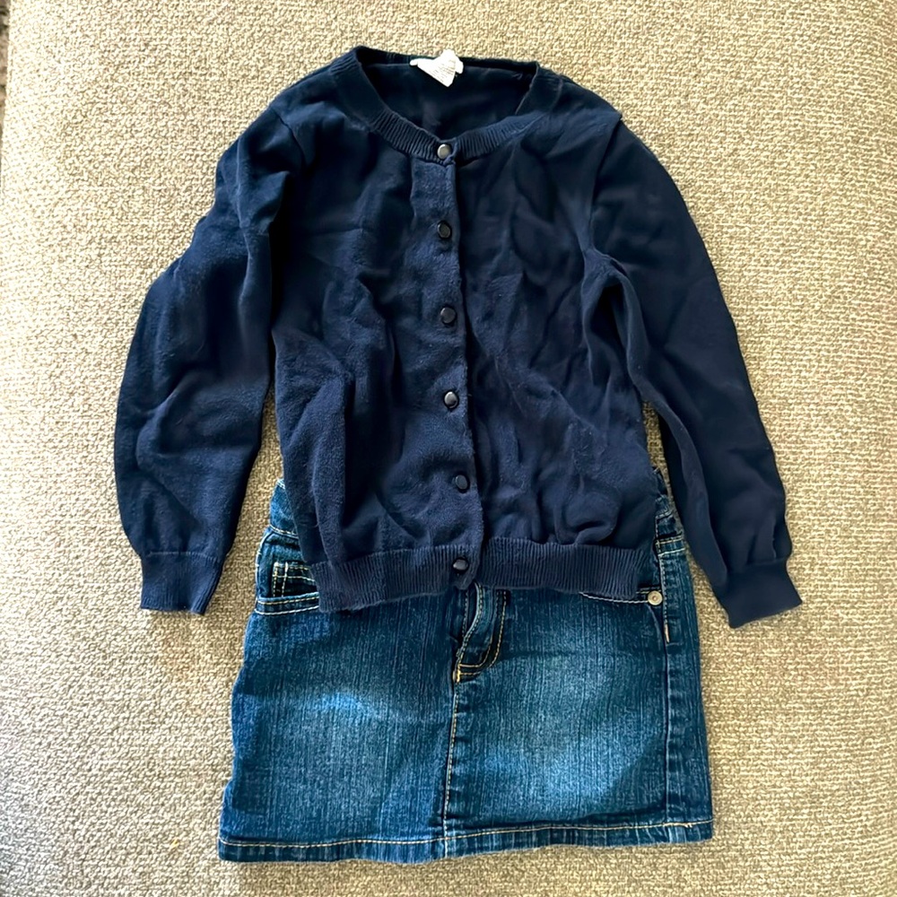 4T Jean skirt with Cardigan